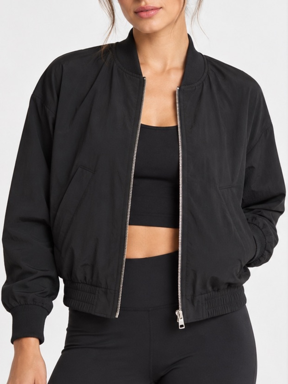 New Fabletics Everyday Bomber Jacket Black Size Small